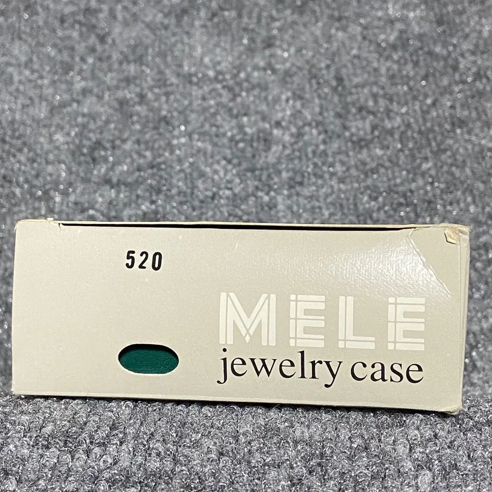 Mele Vintage Emerald Green Velvet Jewelry Case Gold Trim Mirror Travel‎ Box 520